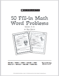 Image of 50 Fill In Math Word Problems Grade 4-6-ebook